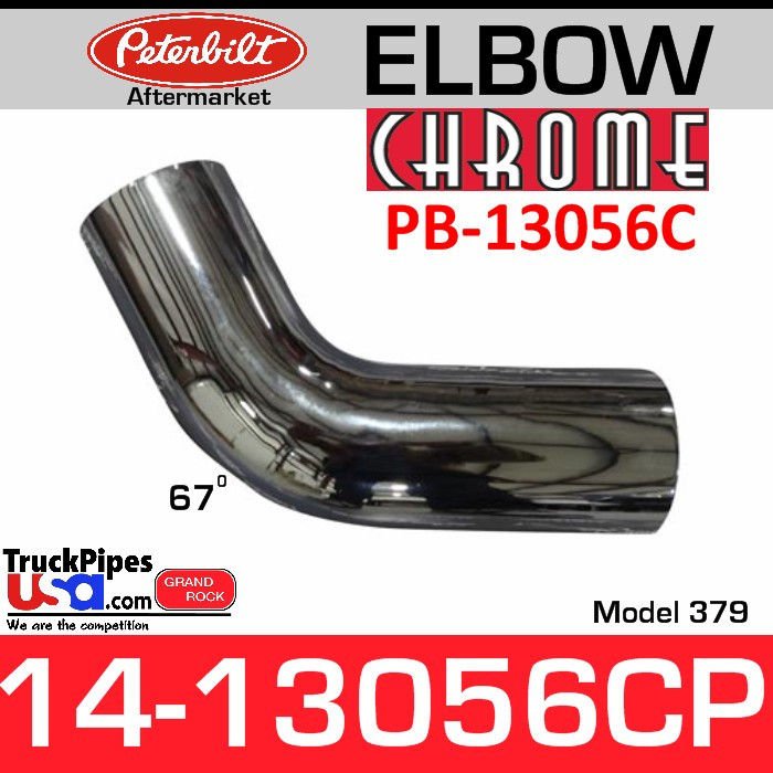 1413056C Peterbilt 379 Chrome Exhaust 67 Degree Elbow PB13056C