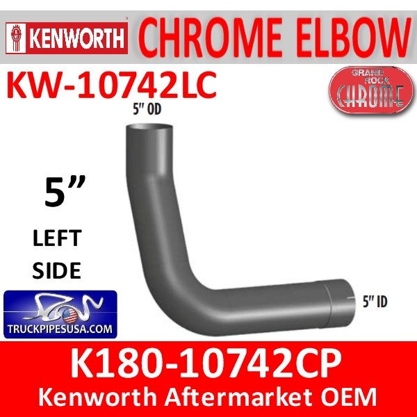 K180-10742LC Kenworth Chrome Left Elbow for W900A