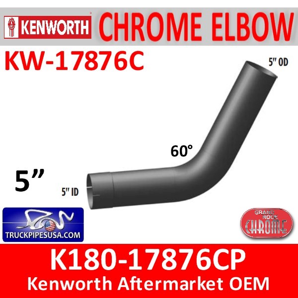 K180-17876CP Kenworth Chrome Exhaust Elbow 60 Degree