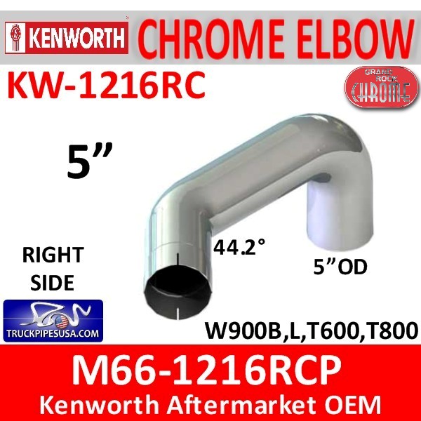 M66-1216RCP Kenworth Chrome Exhaust Right Elbow KW-1216RC