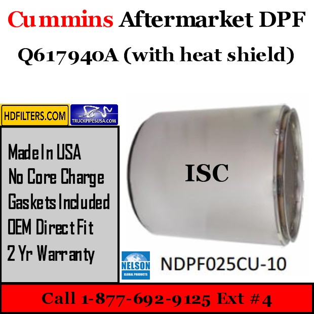 Q617940A with Shield Cummins ISC Engine Diesel Particulate Filter DPF