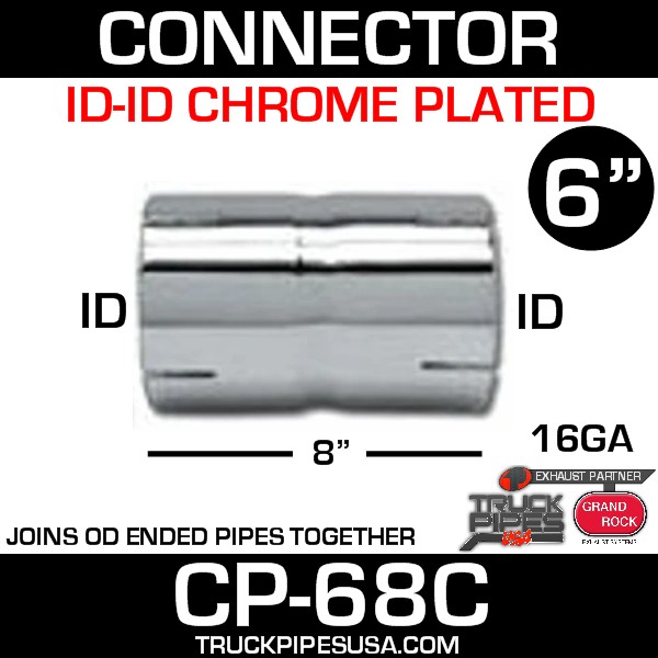 6" x 8" Exhaust Coupler/Connector ID-ID Chrome CP-68C