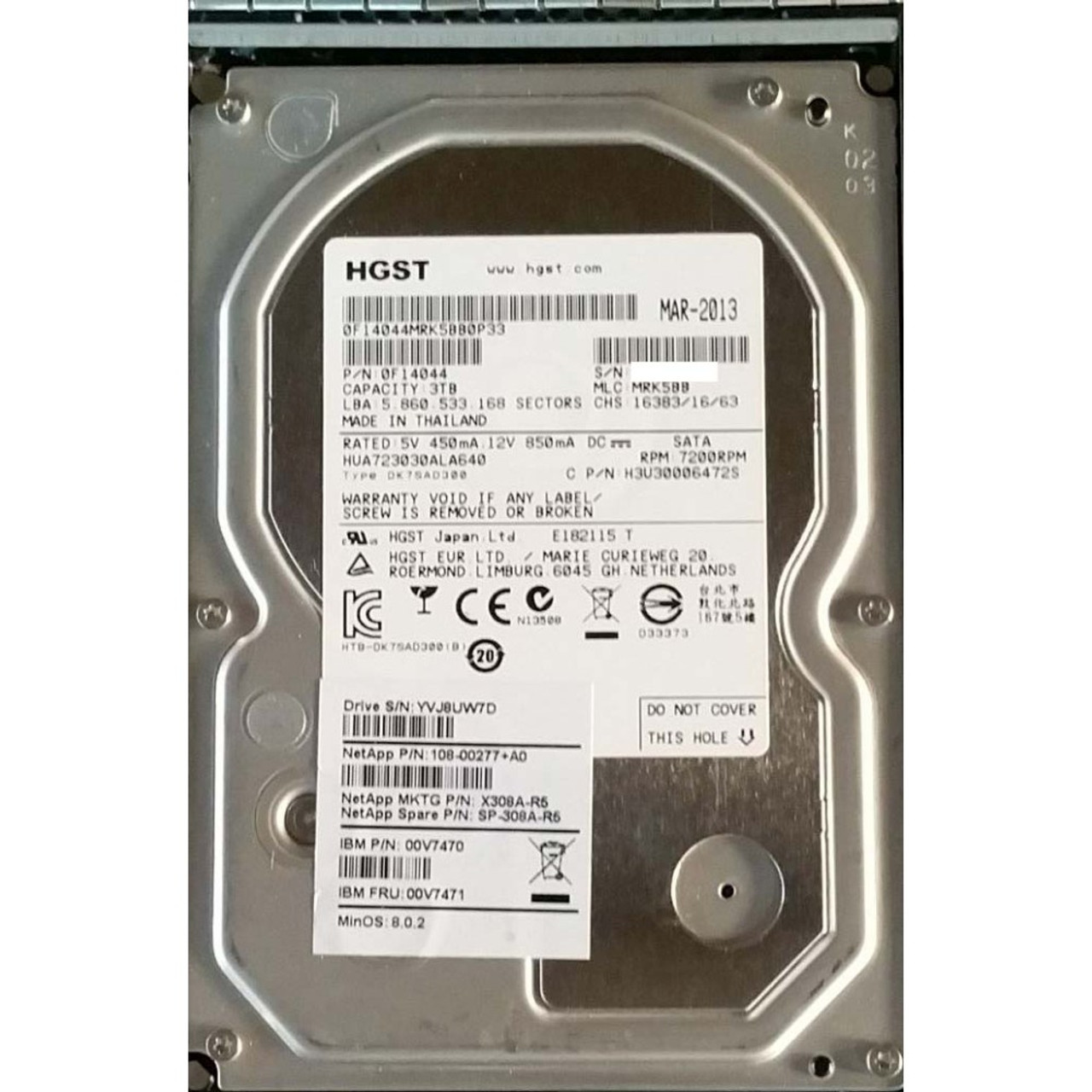 IBM 00V7471 HDD 3TB SATA 3GB 7200RPM EXN30 00V7470 NetApp 108