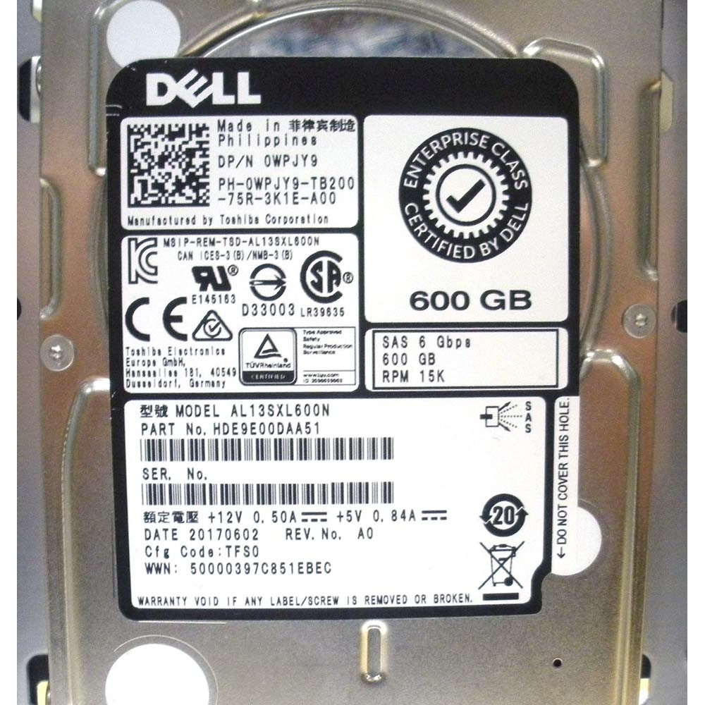Dell WPJY9 Hard Drive 600GB 15K SAS 2.5in