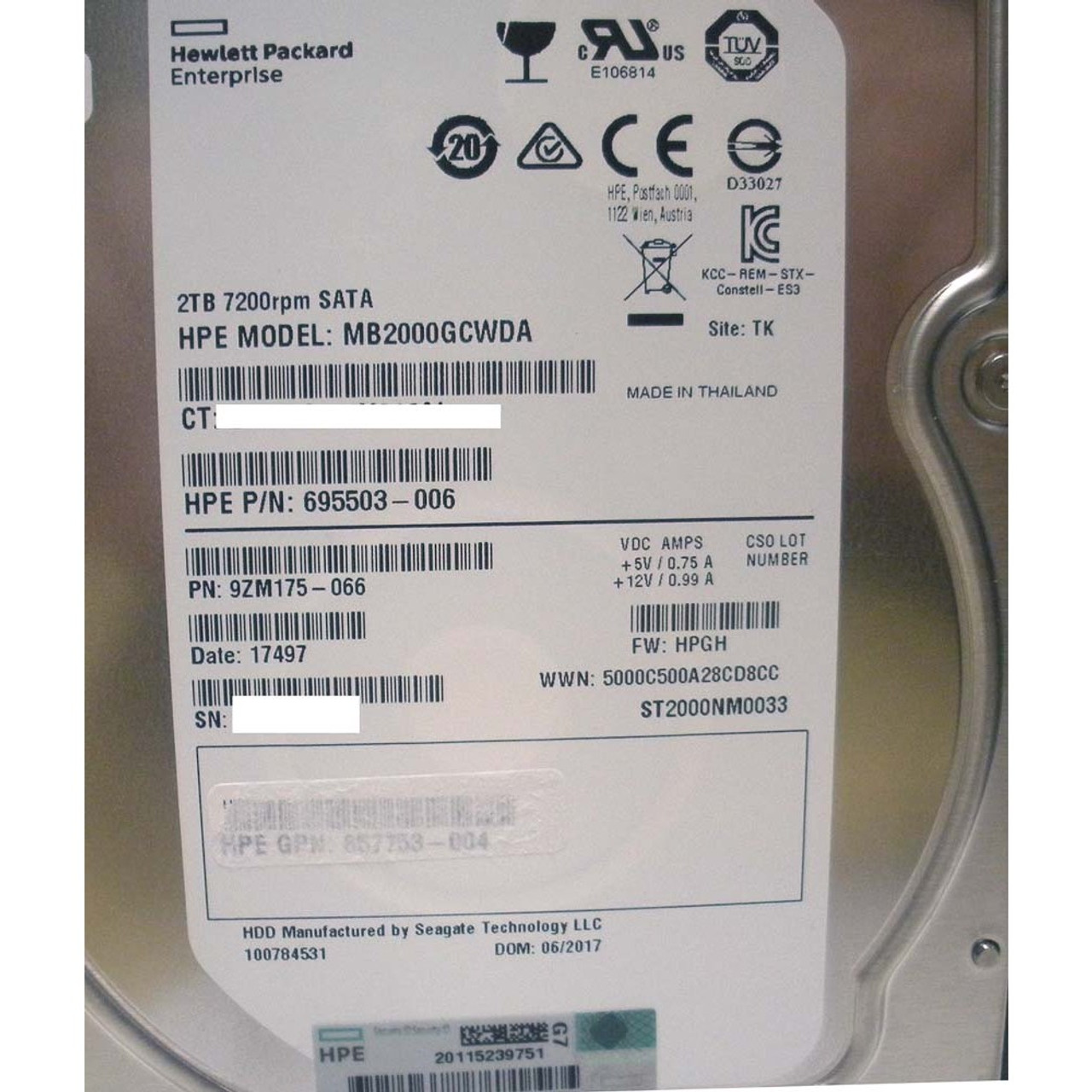 Hp Hard Drive 001 G8 G9 2 Tb 6g 7 2k 3 5in Sata Via Hp Hard Drive 001 G8 G9 2 Tb 6g 7 2k 3 5in Sata Via