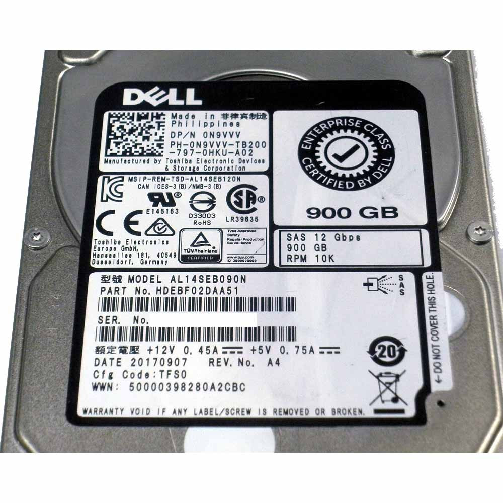 Dell N9VVV Hard Drive 900GB 10k SAS 2.5in | Server Hard Drive