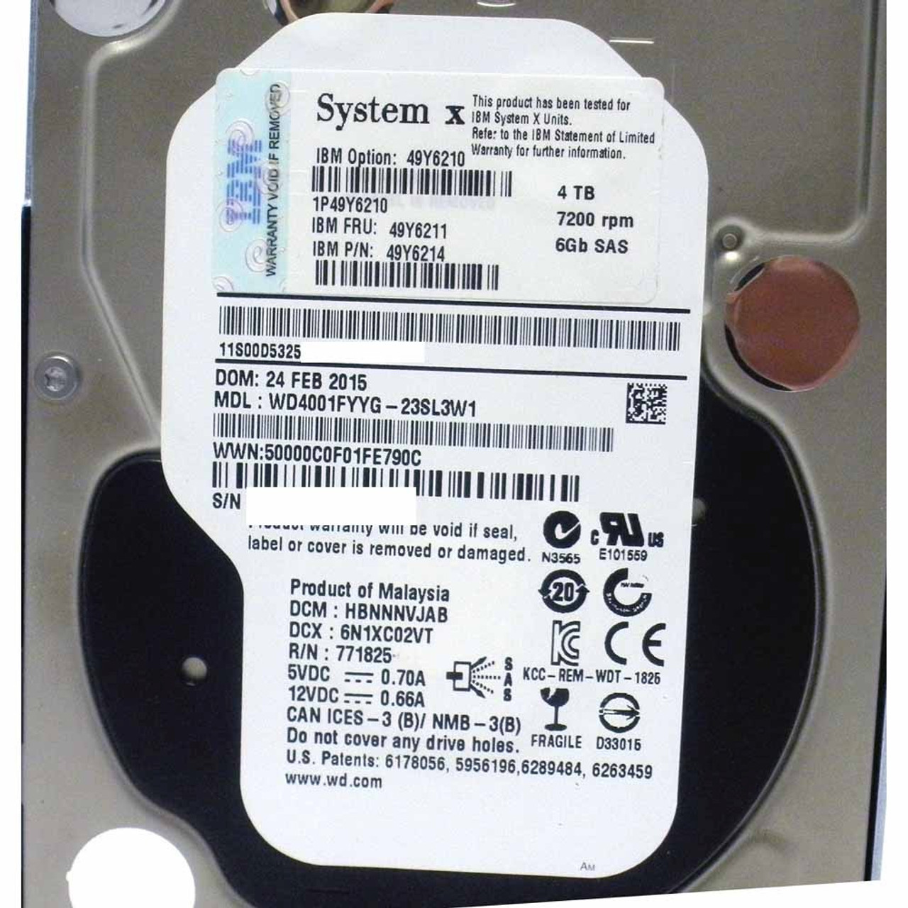 IBM 49Y6211 Hard Drive 4Tb 72k Sas 6Gbps 3.5in Hot Swap via