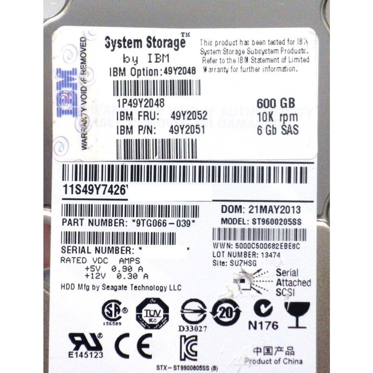 IBM 49y2051‐600?GB 10?K 2.5インチSAS 6?Gb/s HSハードドライブ