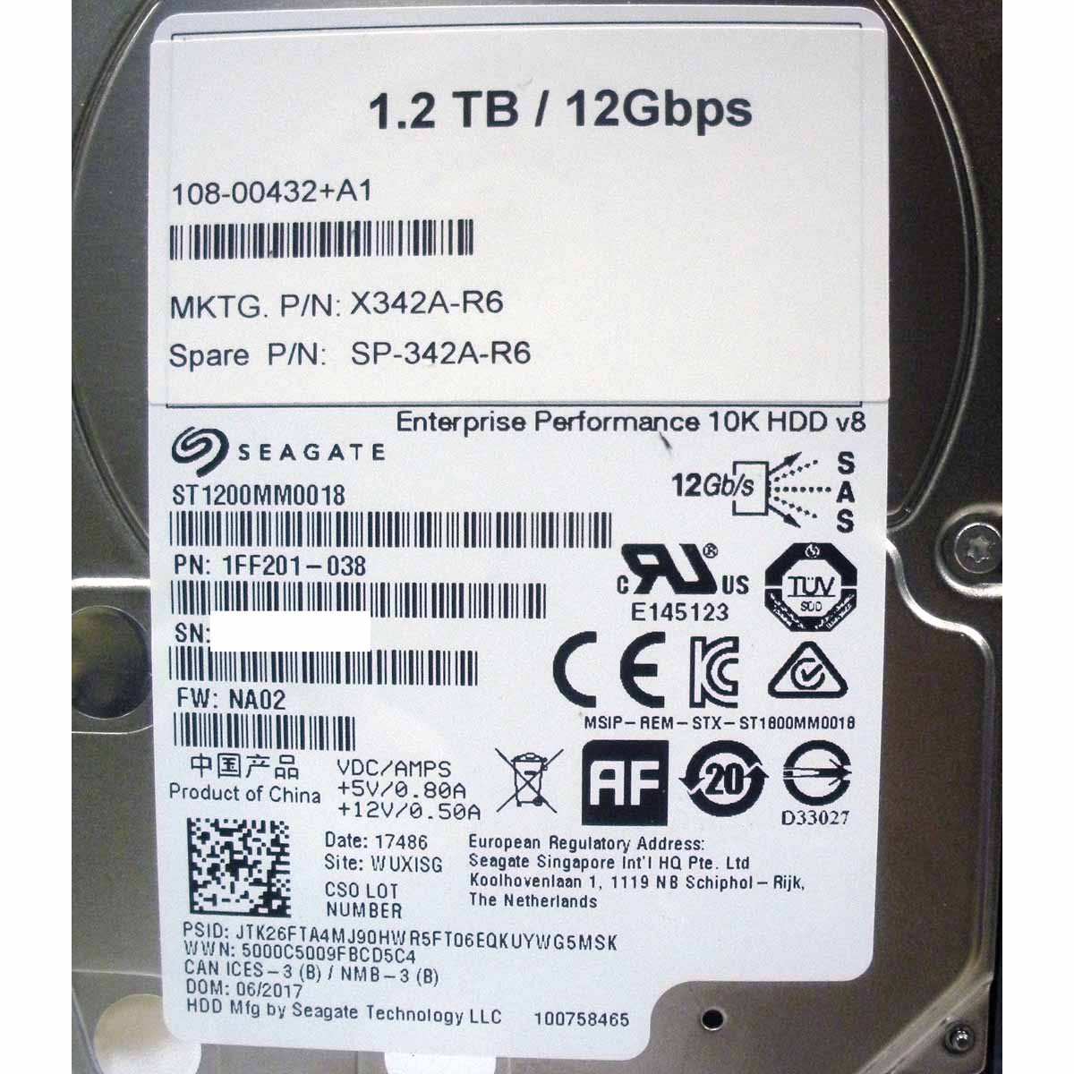 NetApp X342A-R6 Hard Drive 1.2TB | 108-00432 HDD