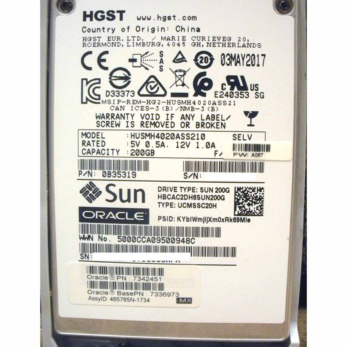 Sun Oracle 7342451 Solid State Drive 200GB SAS 2.5in | 7336973