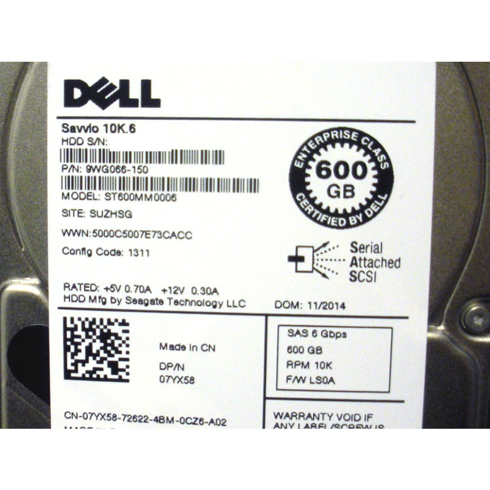 07YX58 ST600MM0006 Dell 600GB 10K RPM 6G 2.5 Inch SAS HDD at ₹ 6000/piece | Server Hard Drives in Bengaluru | ID: 24305757755