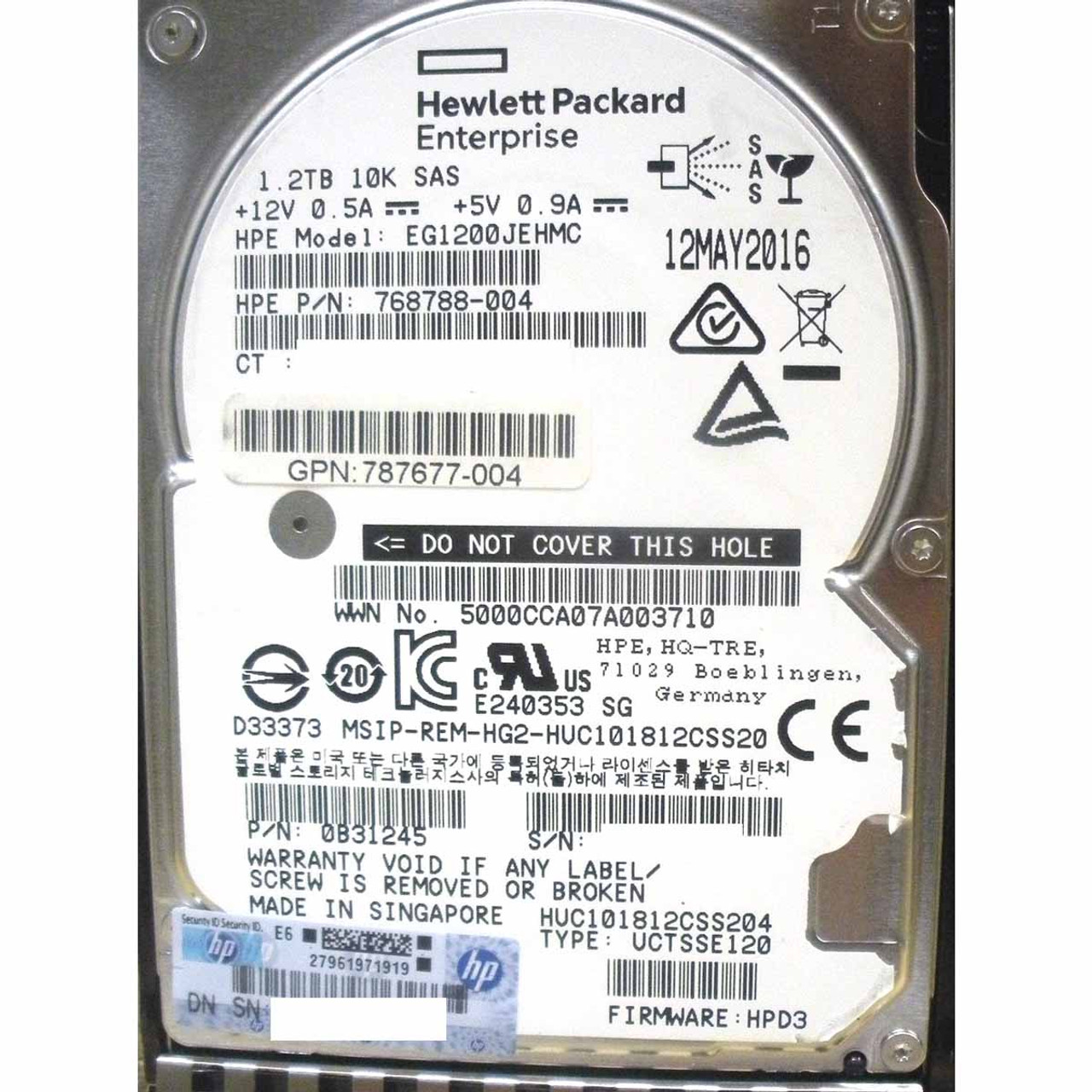 日本HP 785079-B21 HP 1.2-TB 12G 10K 2.5 DP SAS HDD