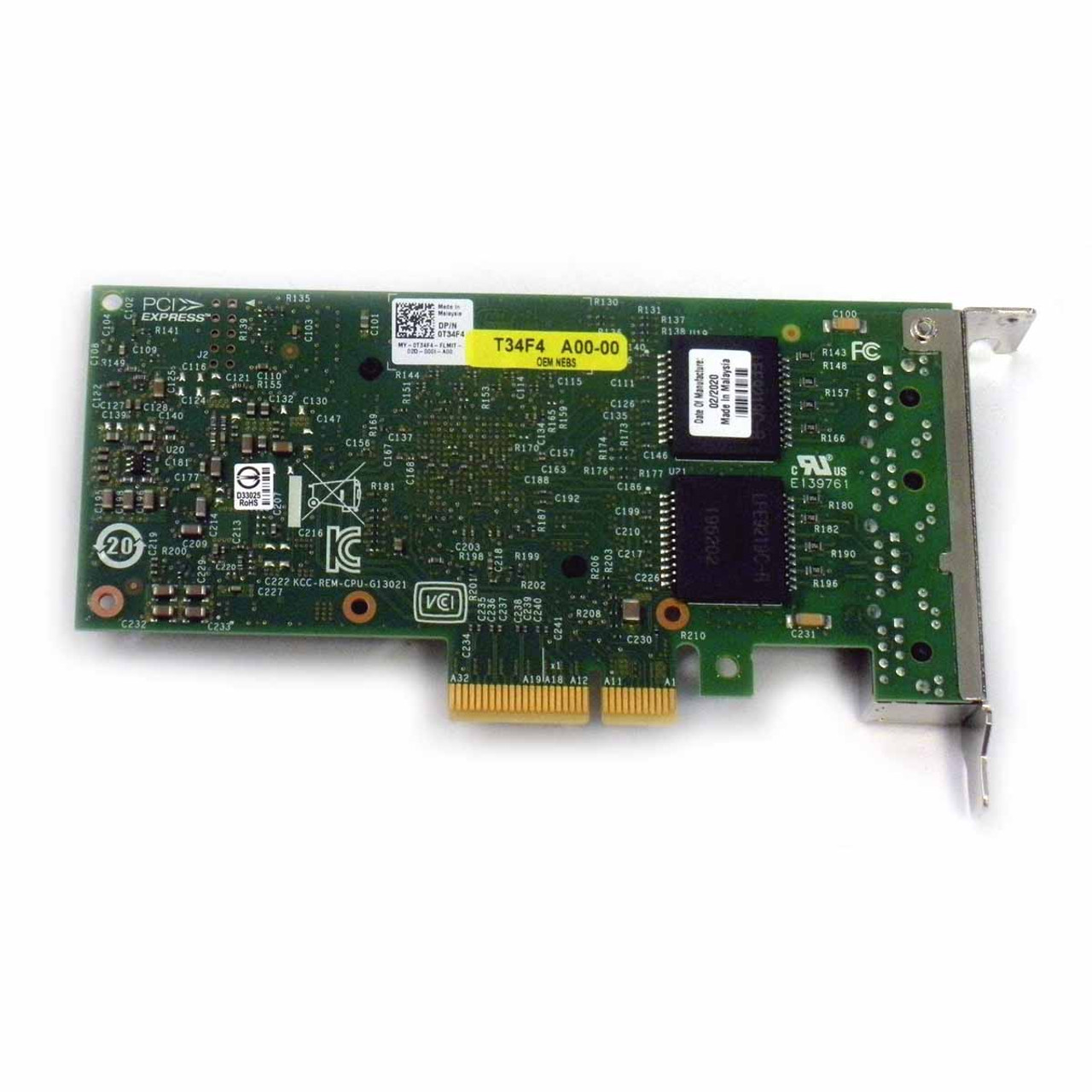 Dell T34F4 Intel i350-T4 4-Port LP PCIe Ethernet Adapter