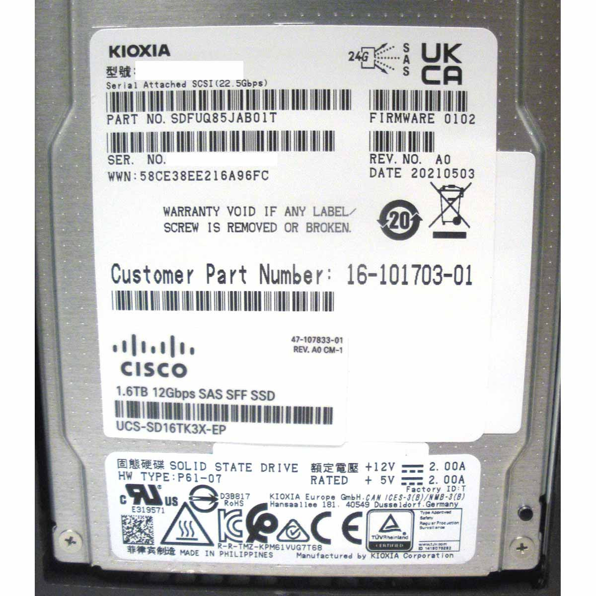 Cisco UCS-SD16TK3X-EP SSD 1.6TB SAS 2.5in EP 12G
