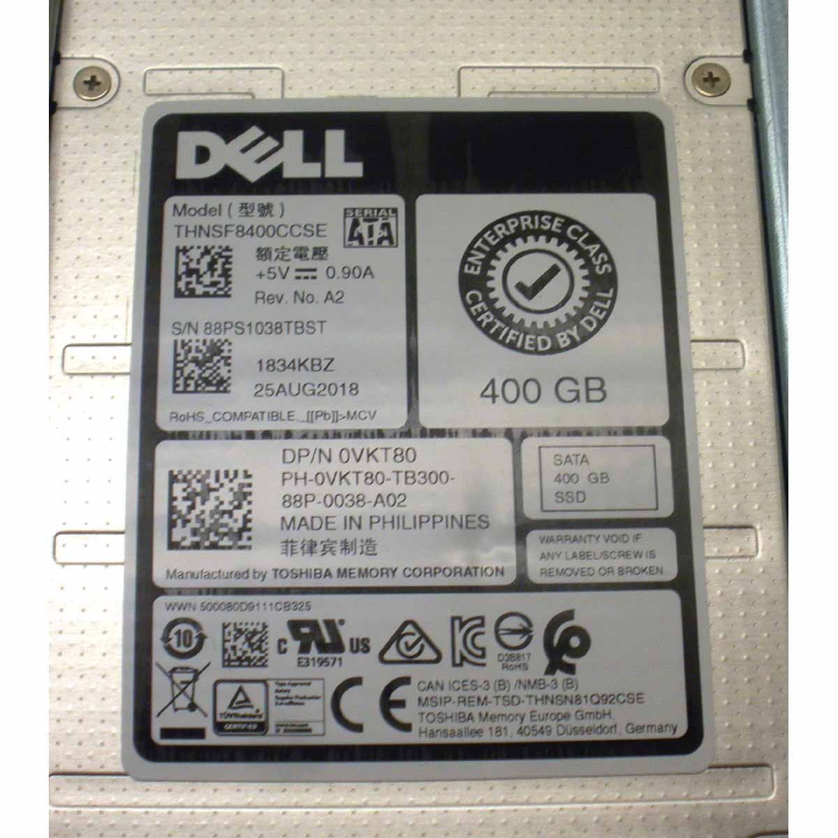Dell VKT80 Solid State Drive 400GB SATA 2.5in MLC MIXED US 6G
