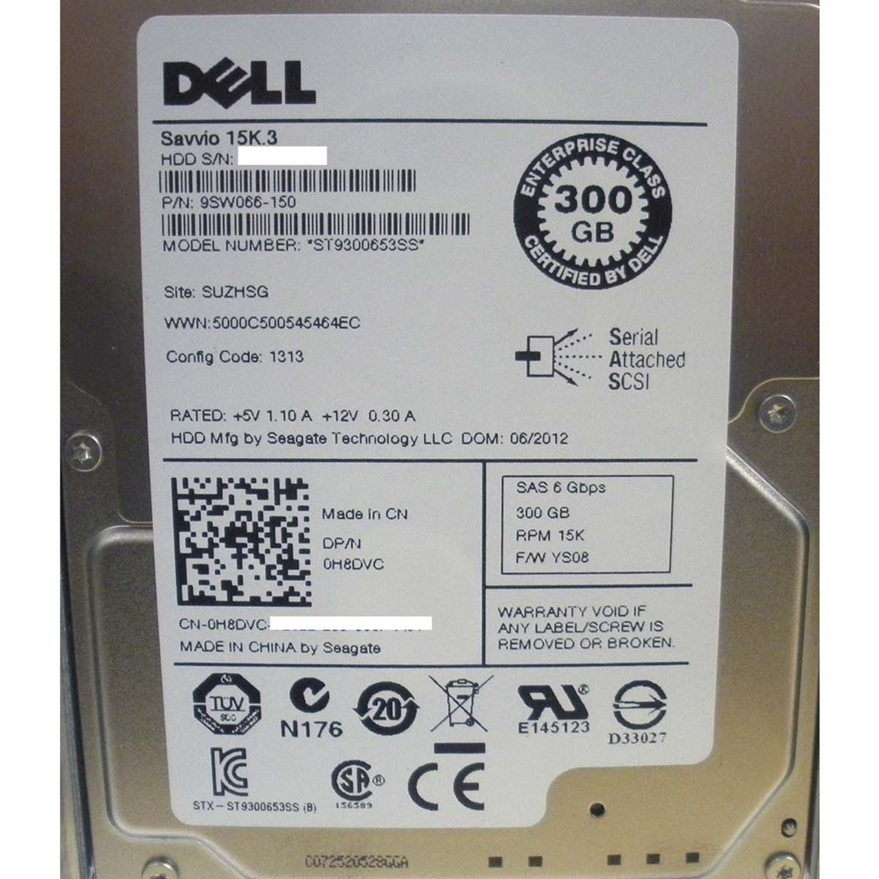 Dell H8DVC Hard Drive 300GB | Seagate ST9300653SS