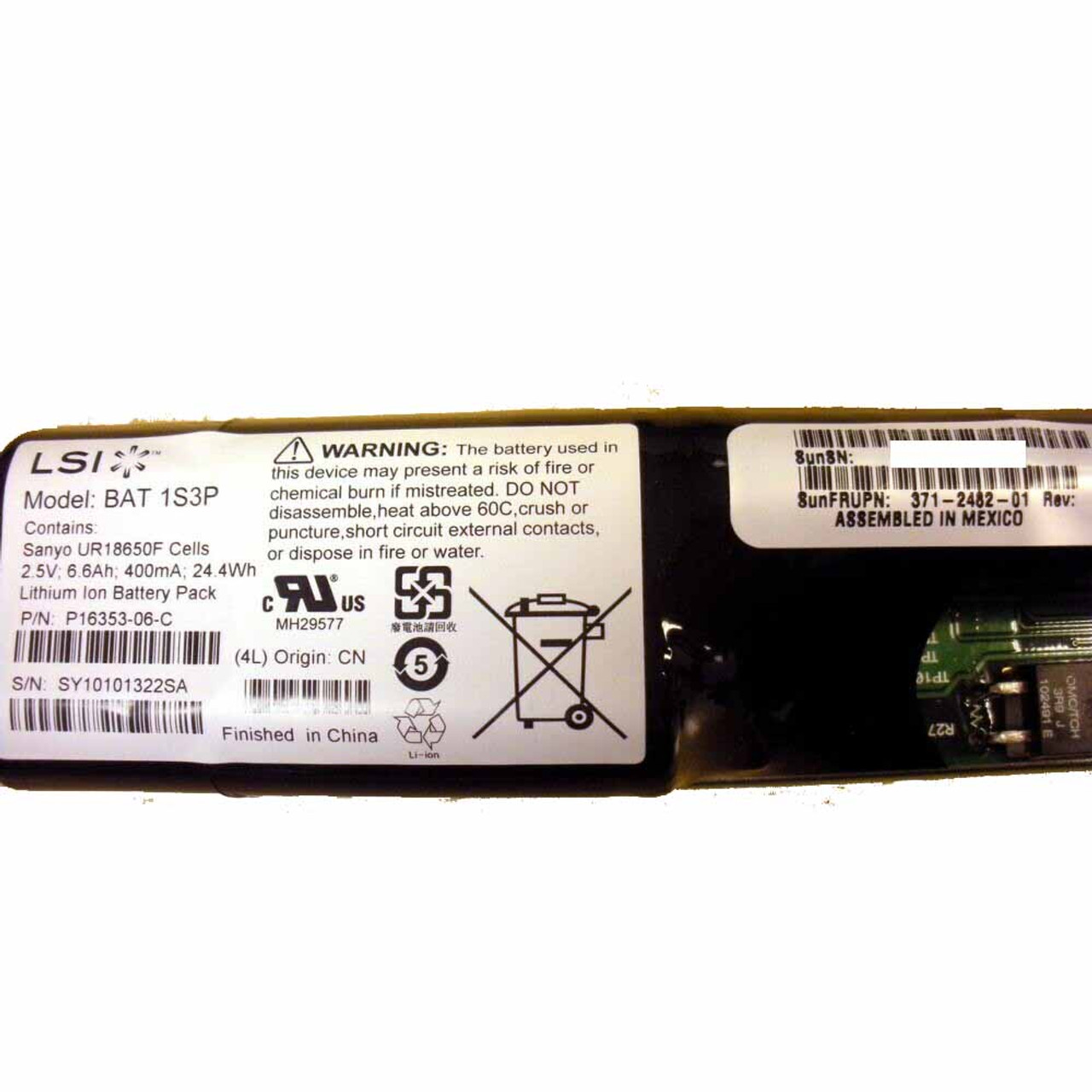 Sun 371-2482 Cache Battery Li-ion | StorageTek 2510, 2530 & 2540