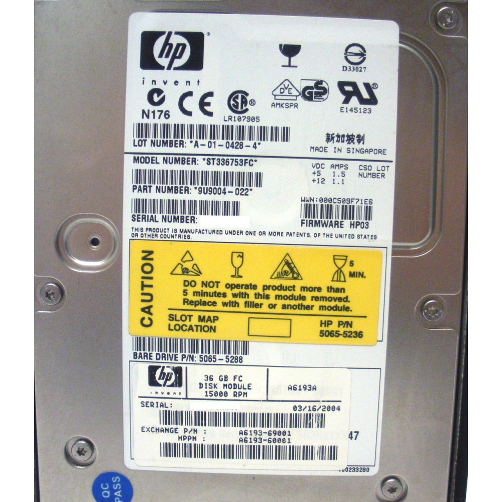 HP A6193A Hard Drive 36GB 15K VA 7X00 HS