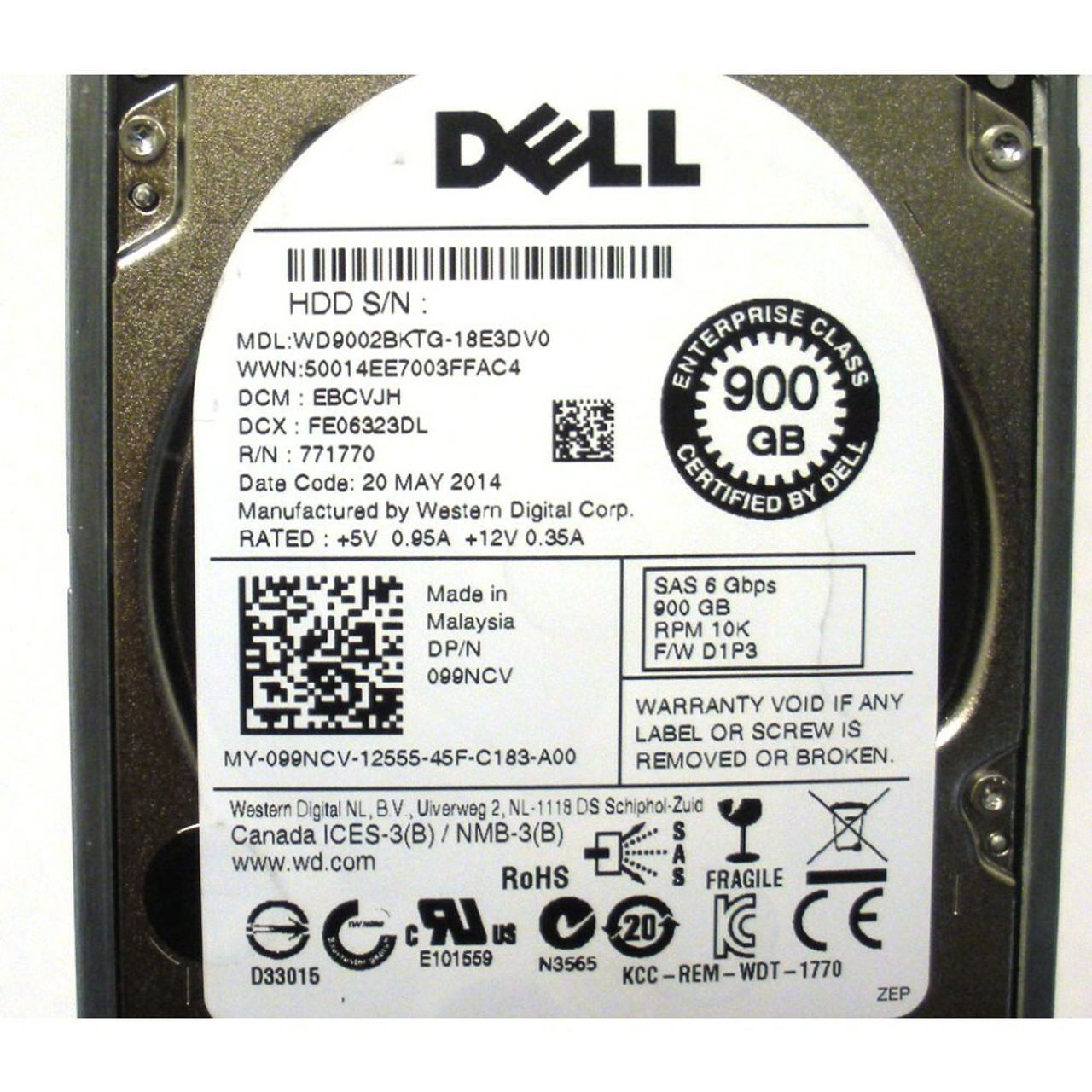 Dell 99NCV Hard Drive 900GB | WD WD9002BKTG-18E3DV0