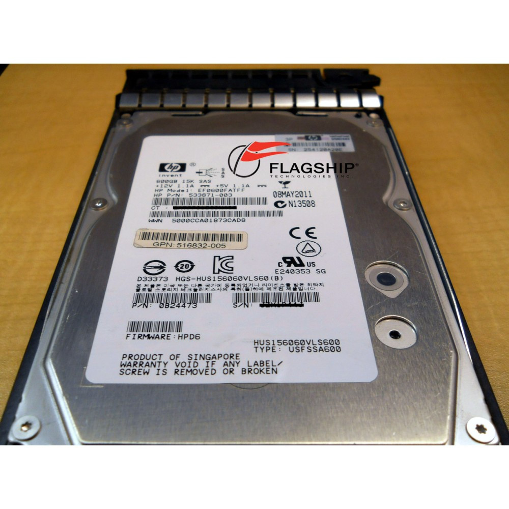 HP 600GB 15k SAS LFF 6G DP HotPlug HDD 516828-B21