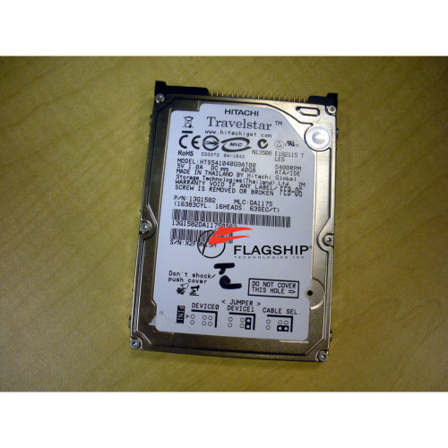 IBM 13G1582 Hitachi HTS541040G9AT00 40GB 5400 RPM 2.5in IDE Hard Drive Disk via Flagship Tech