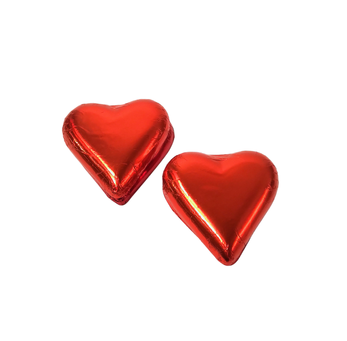 Solid Chocolate Heart - Milk or Dark wrapped in red foil - Lb 0.055 (3"x 3"x1") 