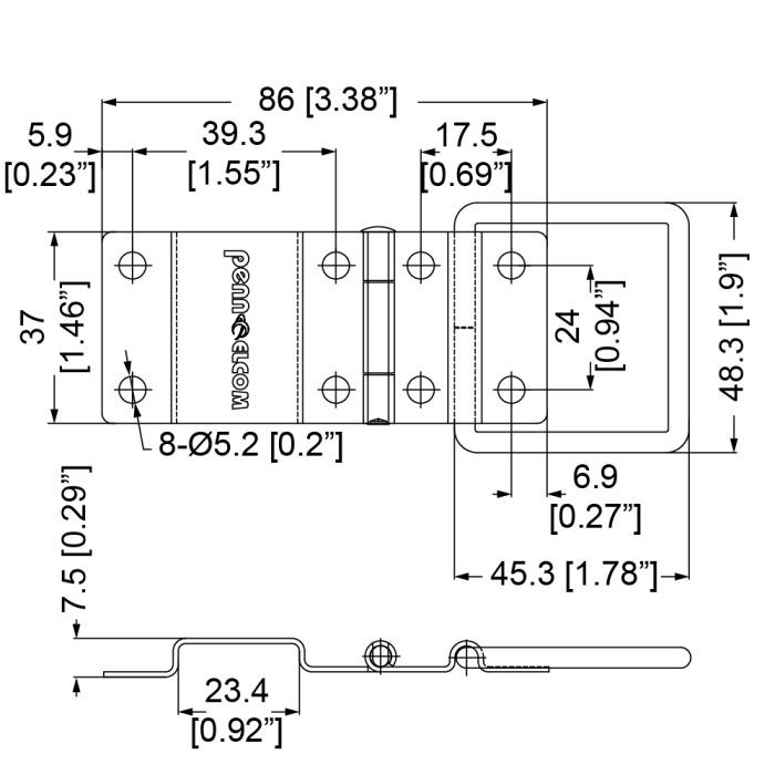 P1980N - STRUT HINGE STAY - SURFACE. - DIY Road Cases Store