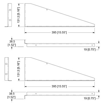 R1195 - RACK SHELF EXTENSION SUPPORTS 15.55" - (sold in pairs)