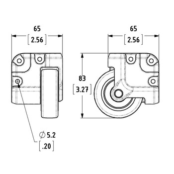NC2W65-HK - RECESSED CORNER CASTER For N Case 2 -  110 Pound Capacity 