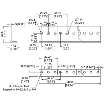 R0828-09  -  RACK RAIL - 9 SPACE - EACH 