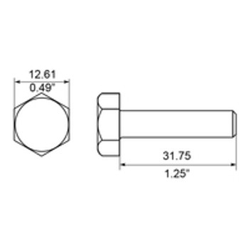 S51618 - 5/16" HEX BOLT - ATTACHES CASTERS & BOARDS (USE 6010 T NUT) 