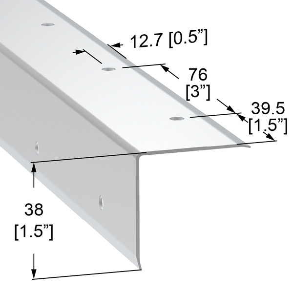 3158 ANGLE CORNER EXTRUSIONPRE PUNCHED 1 1/2" X 1 1/2" (12ft lengths