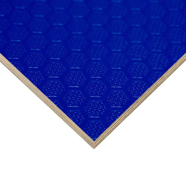 High quality birch plywood with blue HEX phenolic on one side and plain blue phenolic on reverse side - call in for shipping costs and options before placing an order on the website 