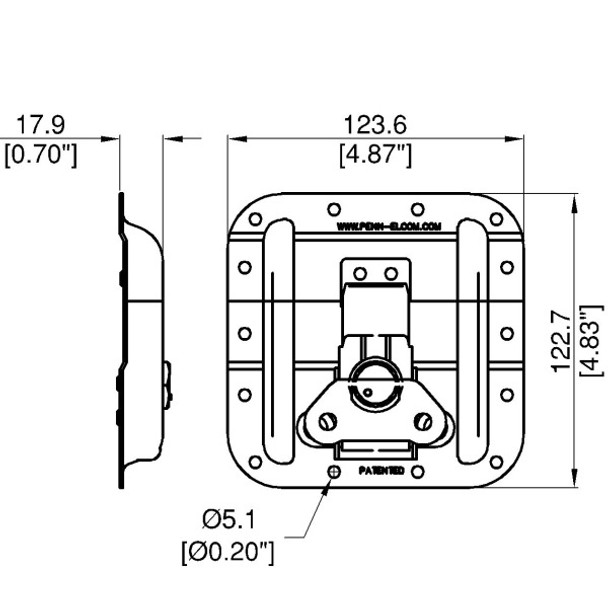 4956 - SURFACE LATCH PLATE with protectors and offsets 4956 - SURFACE LATCH PLATE with protectors and offsets