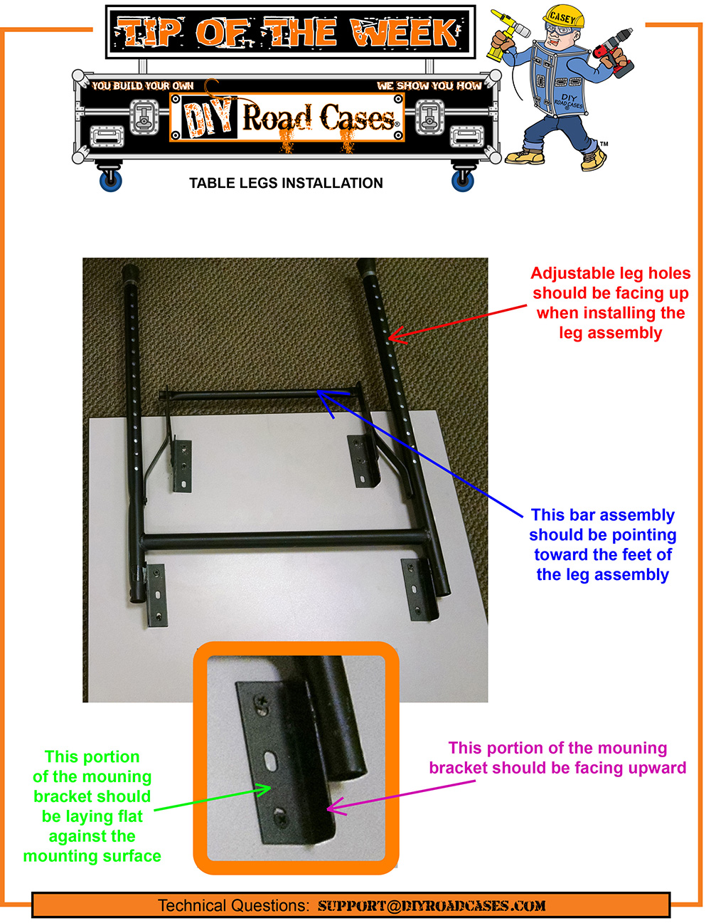 R1603 - TABLE LEG ASSEMBLY - folding / overlap - DIY Road Cases Store