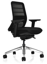 Koplus Tonique Task Chair - Black Frame - Black Mesh - Black Fabric - Polished Aluminium Base Koplus Tonique Task Chair - Black Frame - Black Mesh - Black Fabric - Polished Aluminium Base