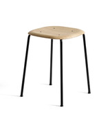 HAY Soft Edge 70 Low Stool - Lacquered Oak - Black Base