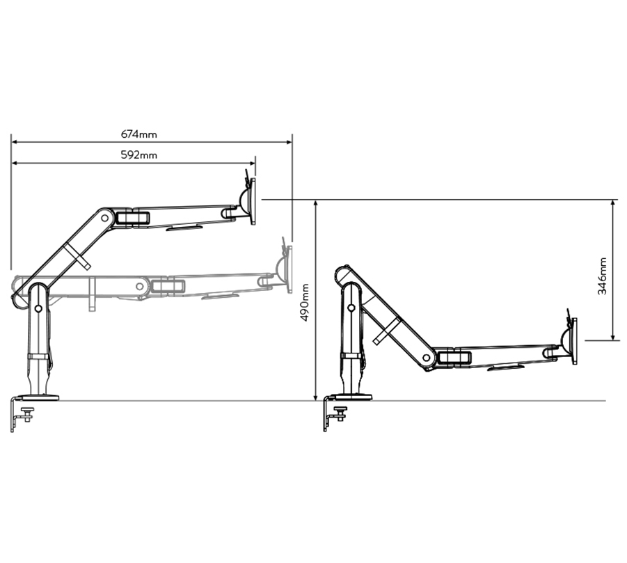 CBS Ollin Monitor Arm Dimensions.