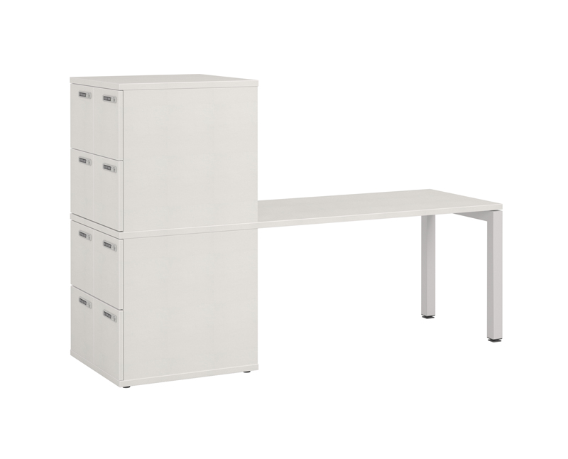 Simplicity Convergence Meeting Table With Lockers - 8x small lockers & integrated small meeting table.