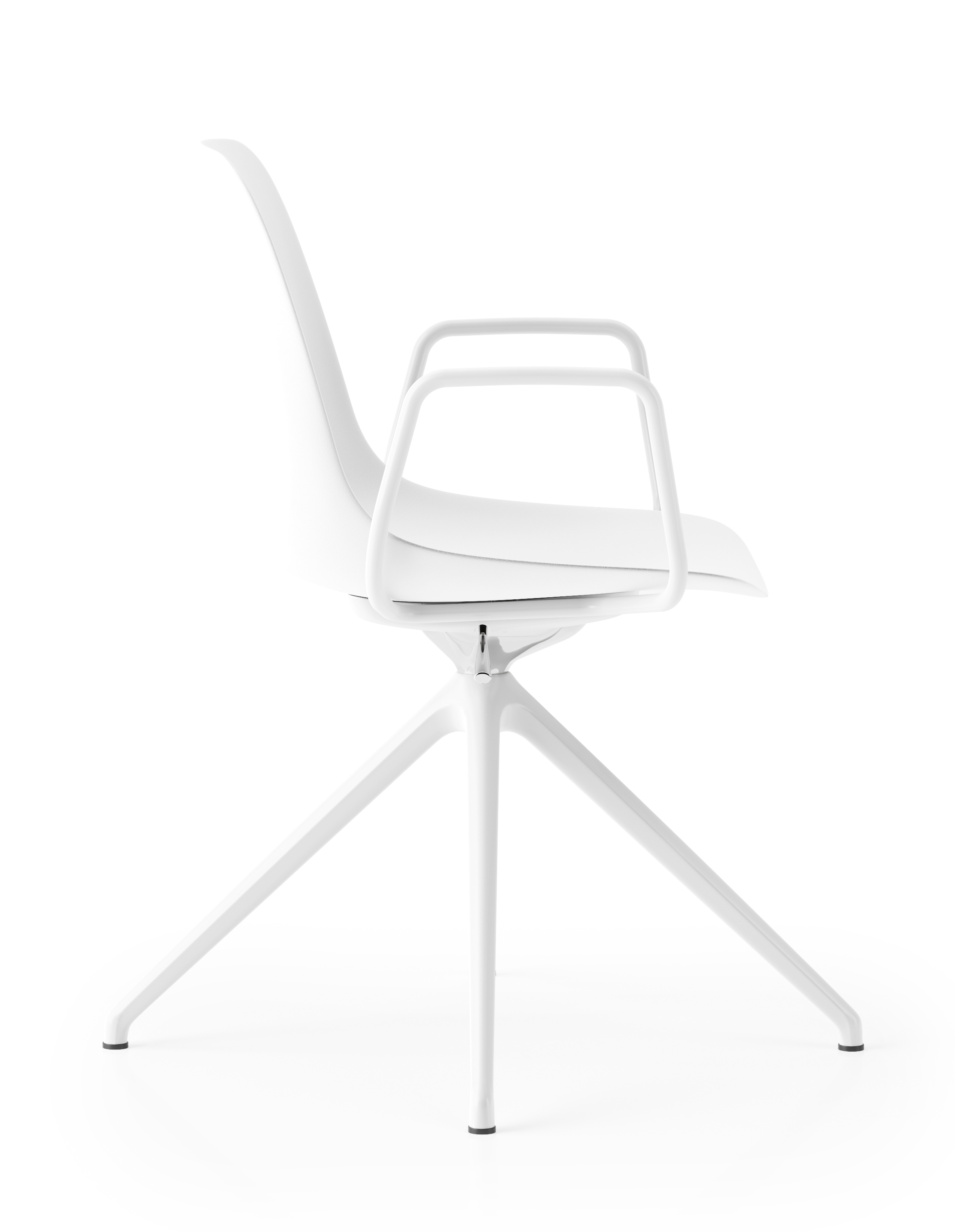 Boss Design Saint Chair - 4 Star Fixed Height Base With Armrests - All White