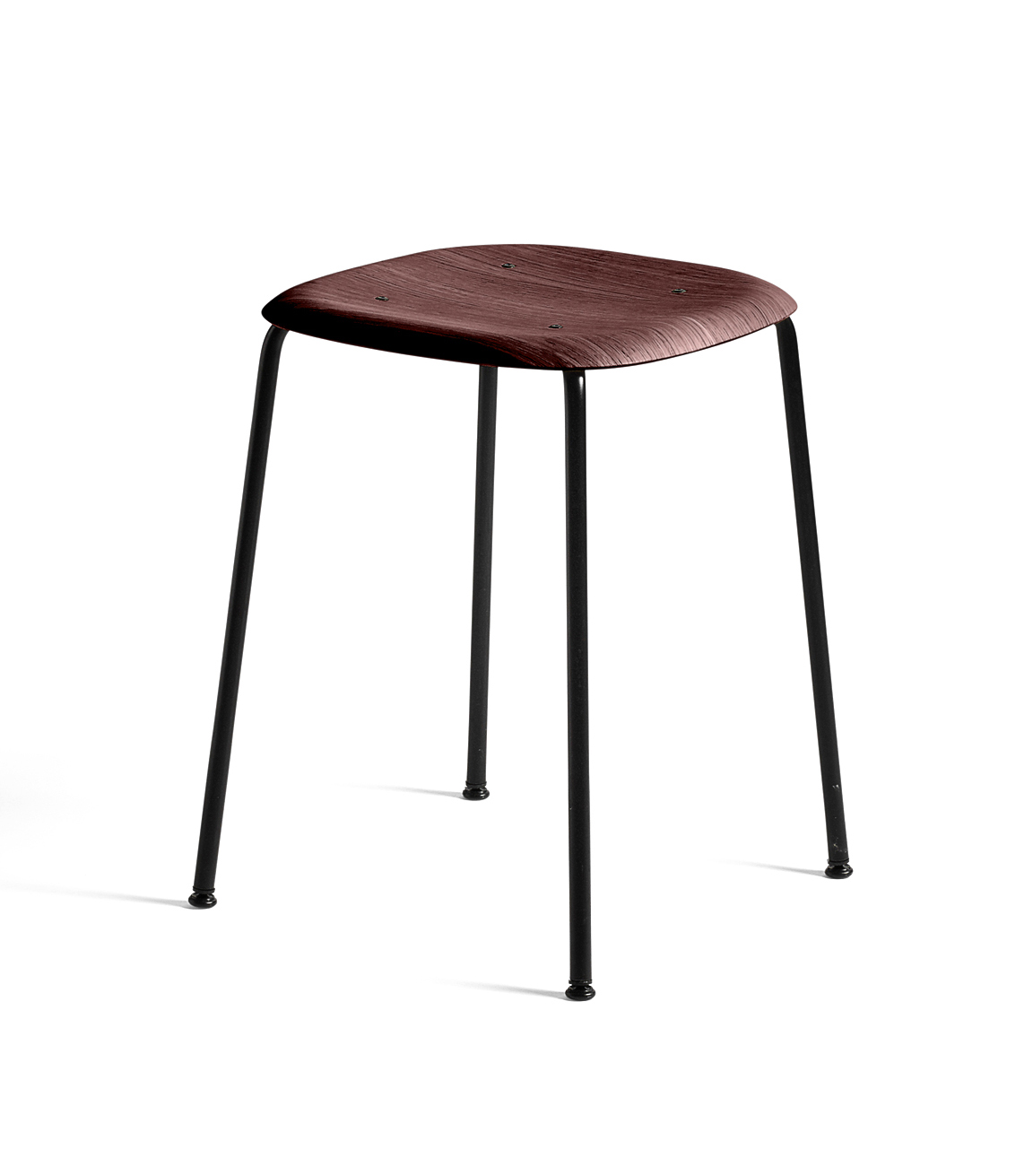 HAY Soft Edge 70 Low Stool - Fall Red Lacquered Oak - Black Base