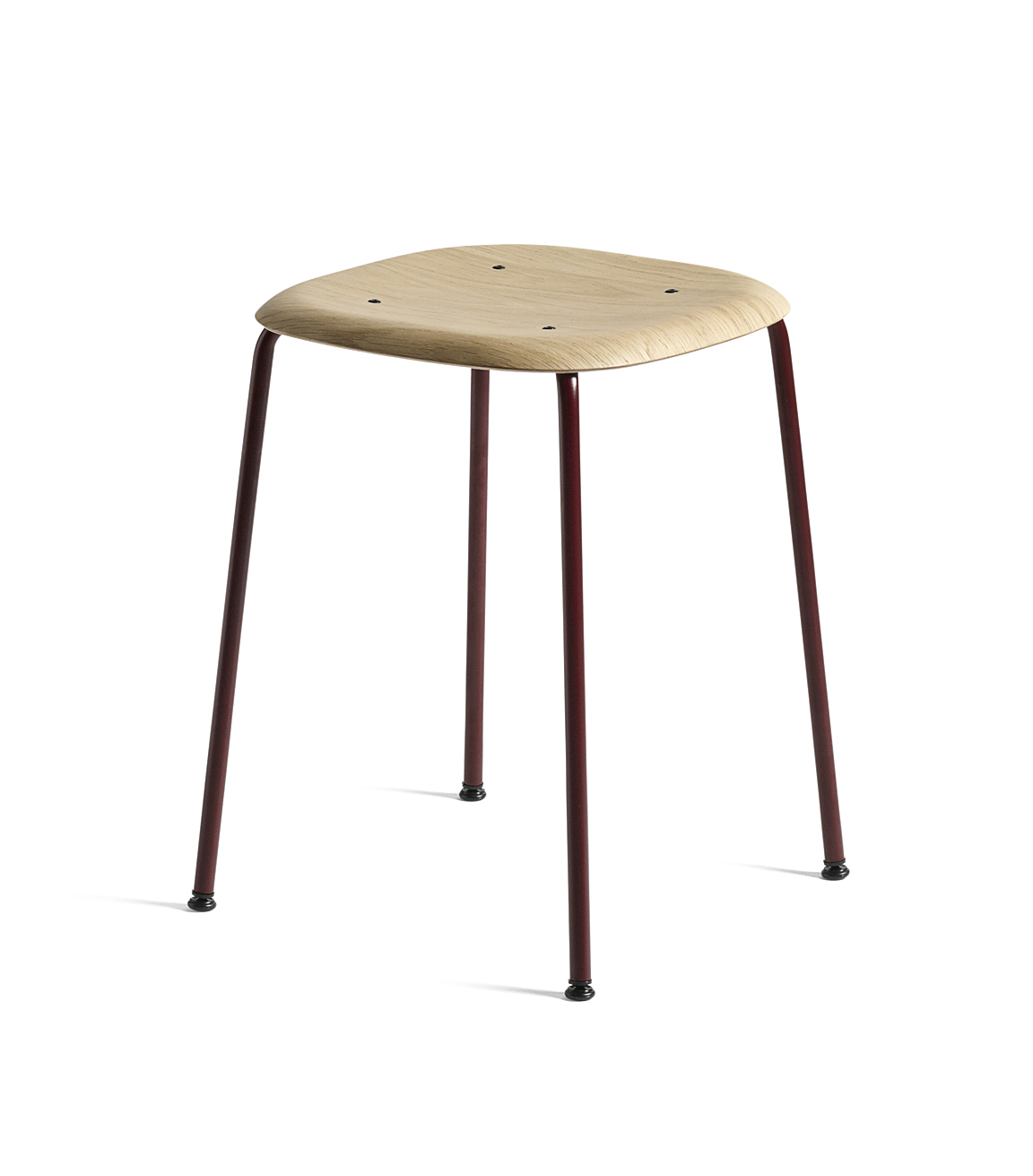 HAY Soft Edge 70 Low Stool - Lacquered Oak - Fall Red Base