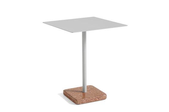 HAY Terrazzo Square Table Red Base Sky Grey Top