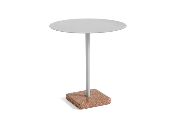 HAY Terrazzo Round Table Red Base Sky Grey Top