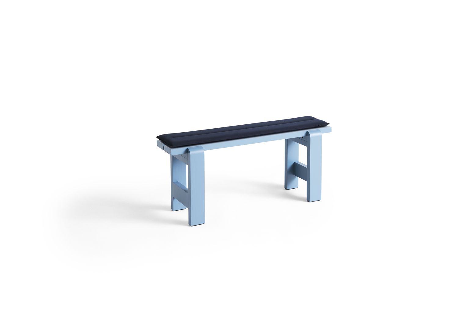 HAY Weekday Bench Lacquered Pinewood Azure Blue Cushion