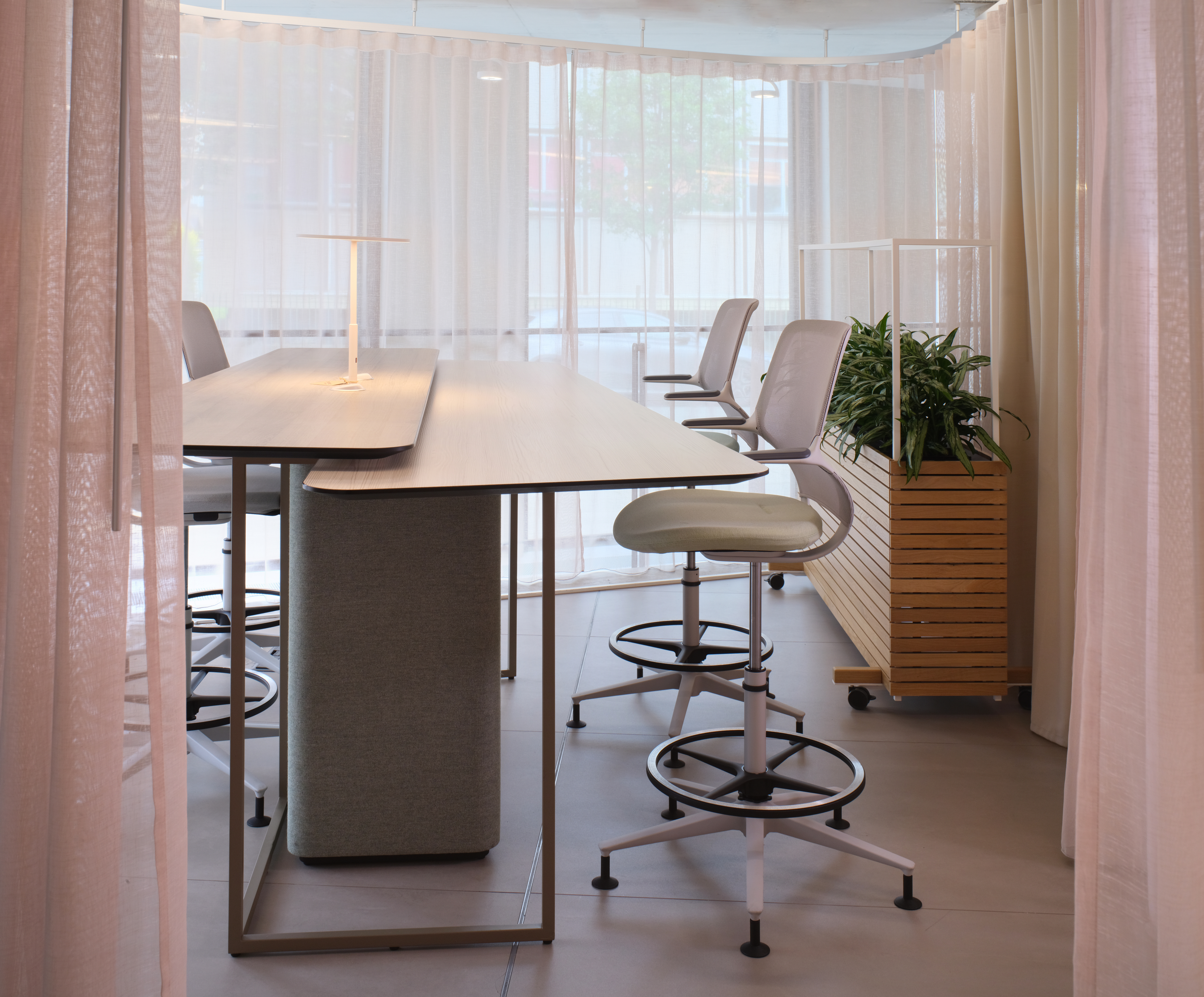 Orangebox AllowMe Midback Counter Height Chair in Acoustic Curtains
