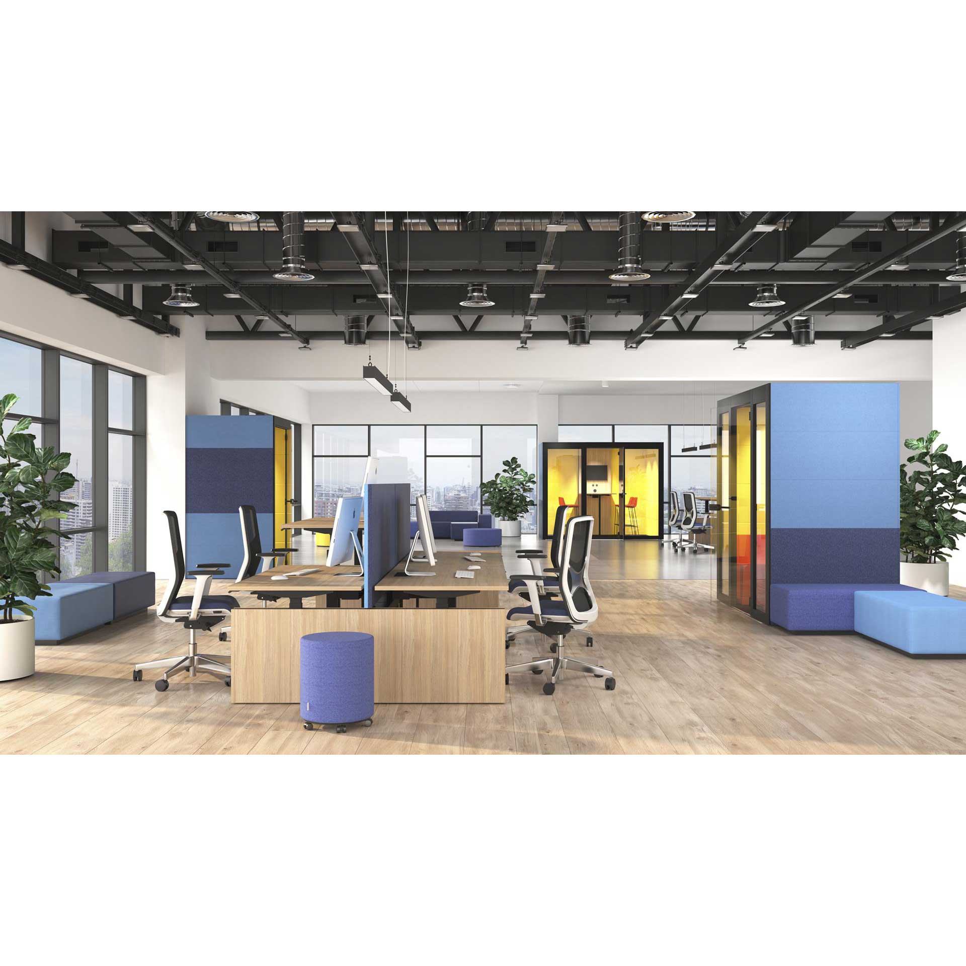 Narbutas Silent Room Three Large Pods in Dynamic Work Environment