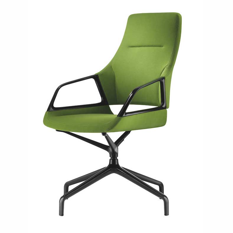 Wilkhahn Graph Chair 301/5 Medium-Height Backrest Swivel-mounted Side Green