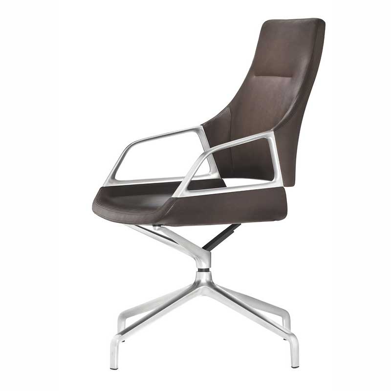 Wilkhahn Graph Chair 301/5 Medium-Height Backrest Swivel-mounted Side Leather