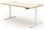 Quick Ship Sit Stand Desks - White Frame with White Top Oak Edge